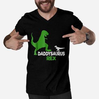 Funny Fathers Day Gift Idea Daddysaurus Rex Men V-Neck Tshirt | Crazezy UK
