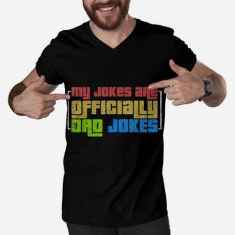 Funny Fathers Day Gift Idea Punny Daddy Dad Jokes Men V-Neck Tshirt | Crazezy