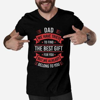 Funny Fathers Day Shirt Dad From Daughter Son Wife For Daddy Men V-Neck Tshirt | Crazezy AU