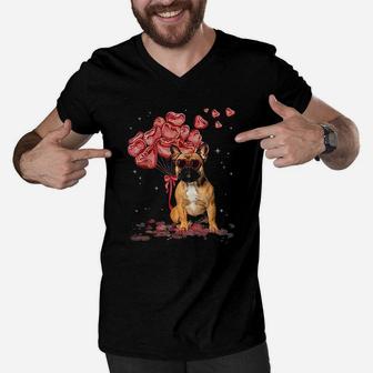 Funny French Bulldog Heart Valentines Day Dog Dad Mom Gift Men V-Neck Tshirt | Crazezy AU