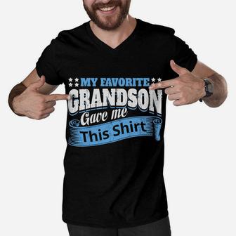 Funny Grandma Grandpa My Favorite Grandson Gave Me This Sweatshirt Men V-Neck Tshirt | Crazezy AU