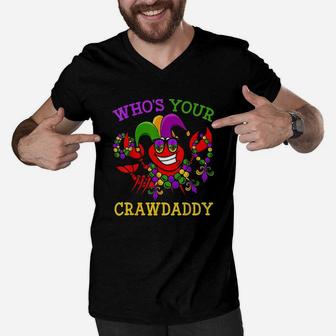 Funny Mardi Gras Who Your Crawfish Daddy Men V-Neck Tshirt | Crazezy UK