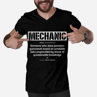 Funny Mechanic Meaning Mechanic Noun Definition Father Day Men V-Neck Tshirt | Crazezy CA