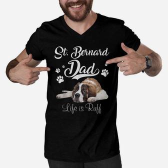 Funny St Bernard Dad Father Day Lover Dog Men V-Neck Tshirt | Crazezy