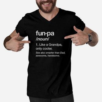 Funpa Definition Funny Grandpa Gift Fathers Day Papa Men V-Neck Tshirt | Crazezy CA