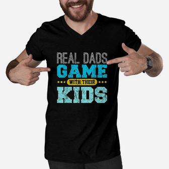 Gaming Fathers Day Gamer Dad Men V-Neck Tshirt | Crazezy DE