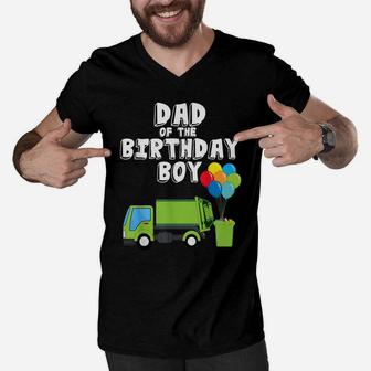 Garbage Truck Dad Birthday Boy Balloons Birthday Party Men V-Neck Tshirt | Crazezy DE