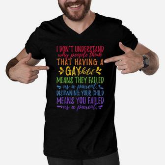 Gay Pride - Proud Parent Mom Dad Parenting Quote T-Shirt Men V-Neck Tshirt | Crazezy