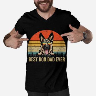 German Shepherd Dad Best Dog Dad Ever Vintage Father's Day Men V-Neck Tshirt | Crazezy