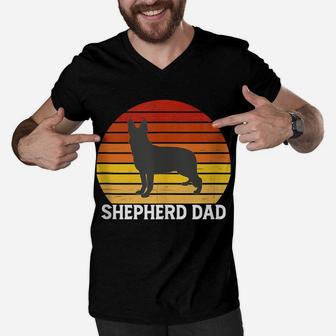 German Shepherd Gifts - Retro Shepherd Dad Shepard Dog Lover Men V-Neck Tshirt | Crazezy UK