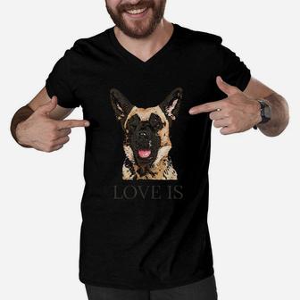 German Shepherd Women Men Kids Love Dog Mom Dad Men V-Neck Tshirt | Crazezy