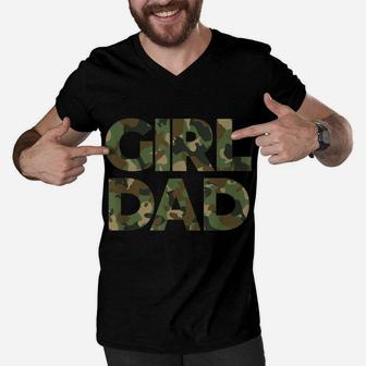 Girl Dad Camo Shirt For Men Dad Of Girl Outnumbered Girl Dad Men V-Neck Tshirt | Crazezy