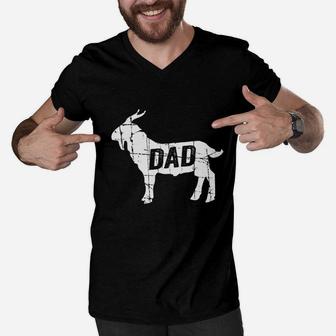 Goat Dad Greatest Of All Time Funny Fathers Day Men V-Neck Tshirt | Crazezy UK