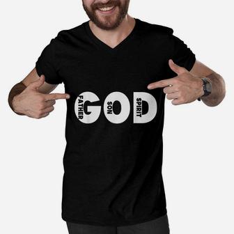 God Three Persons Father Son Holy Spirit Men V-Neck Tshirt | Crazezy CA