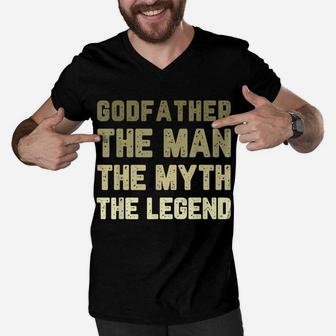 Godfather The Man The Myth The Legend Retro Gift Christmas Men V-Neck Tshirt | Crazezy DE