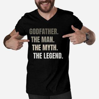 Godfather The Myth The Legend Men V-Neck Tshirt | Crazezy