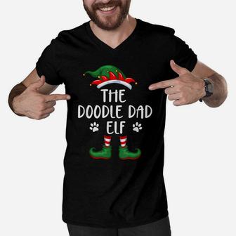 Goldendoodle Dad Dog Elf Christmas Funny Matching Pajama Top Men V-Neck Tshirt | Crazezy DE