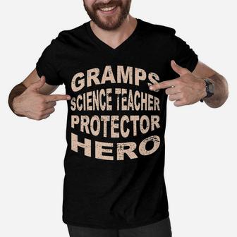 Gramps Science Teacher Protector Hero Grandpa Profession Men V-Neck Tshirt | Crazezy