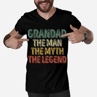 Grandad The Man The Myth The Legend Shirt Christmas Gift Men V-Neck Tshirt | Crazezy