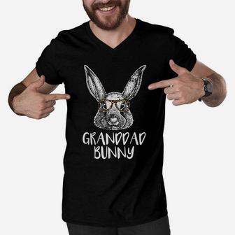 Granddad Bunny Funny Matching Easter Bunny Egg Hunting Men V-Neck Tshirt | Crazezy