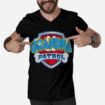 Grandpa Patrol - Dog Funny Gift Birthday Party Men V-Neck Tshirt | Crazezy
