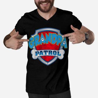 Grandpa Patrol Shirt-Dog Mom Dad Funny Men V-Neck Tshirt | Crazezy DE