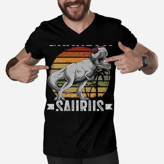 Grandpa Saurus Dinosaur Grandpasaurus Family Matching T Rex Men V-Neck Tshirt | Crazezy