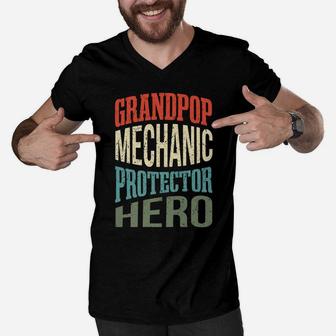 Grandpop Mechanic Protector Hero Grandpa Profession Men V-Neck Tshirt | Crazezy