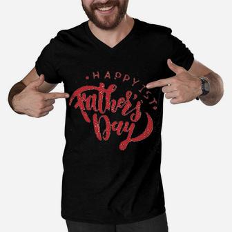 Happy 1St Fathers Day Men V-Neck Tshirt | Crazezy UK