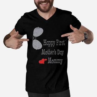 Happy First Fathers Day Daddy Men V-Neck Tshirt | Crazezy AU