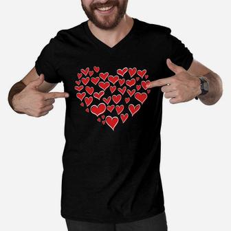 Hearts In Heart Best Valentine Gift Happy Valentines Day Men V-Neck Tshirt - Seseable