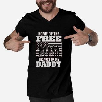 Home Of The Free Because Of My Daddy Men V-Neck Tshirt | Crazezy AU