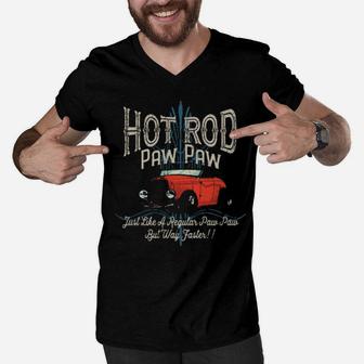 Hot Rod Paw Paw Just Like A Regular Dad But Way Faster Men V-Neck Tshirt - Monsterry DE