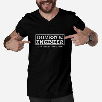 House Husband Domestic Engineer Stay At Home Dad Gift Men V-Neck Tshirt - Thegiftio UK