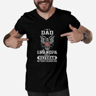 I Am A Dad Grandpa And A Veteran Men V-Neck Tshirt | Crazezy