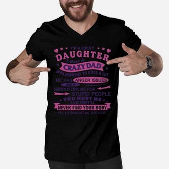 I Am A Lucky Daughter Christmas Gift From Dad Funny Daughter Men V-Neck Tshirt | Crazezy DE