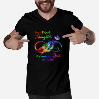 I Am A Proud Daughter Of A Wonderful Dad In Heaven Cavas Men V-Neck Tshirt - Monsterry UK