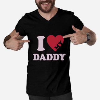 I Heart Love My Daddy Boy Girl Gift For Father Kids Men V-Neck Tshirt | Crazezy DE