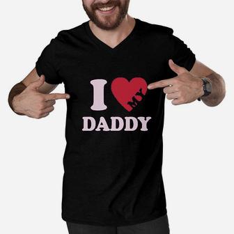 I Heart Love My Daddy Men V-Neck Tshirt | Crazezy CA