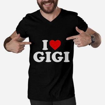 I Love Gigi Red Heart Happy Valentines Day Men V-Neck Tshirt - Seseable
