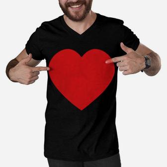 I Love Hot Dads Vintage Funny Red Heart Love Dad Men V-Neck Tshirt | Crazezy UK