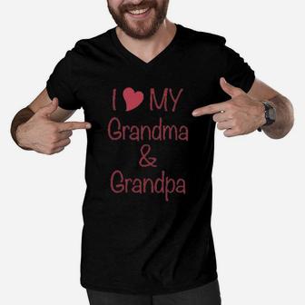 I Love My Grandma And Grandpa Men V-Neck Tshirt | Crazezy AU