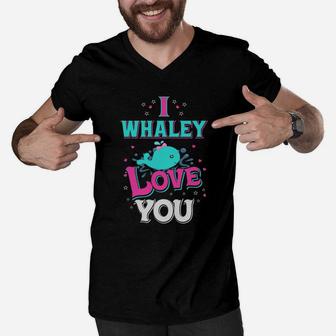 I Whaley Love You Valentines Day Gift Happy Valentines Day Men V-Neck Tshirt - Seseable