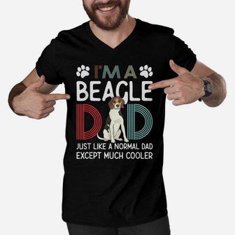 I'm A Beagle Dad Retro Beagle Dog Dad Funny Father's Day Men V-Neck Tshirt | Crazezy