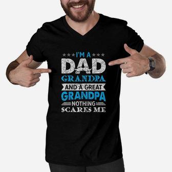 Im A Dad Grandpa And A Great Grandpa Men V-Neck Tshirt | Crazezy