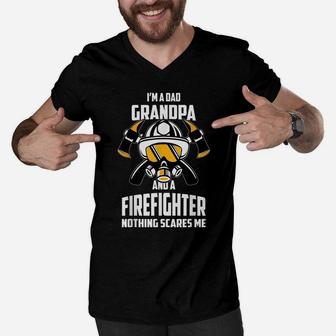 I'm A Dad Grandpa Firefighter Father's Day Gift Men V-Neck Tshirt | Crazezy