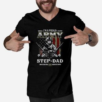 Im A Proud Army Stepdad Veteran Fathers Day Men V-Neck Tshirt | Crazezy DE