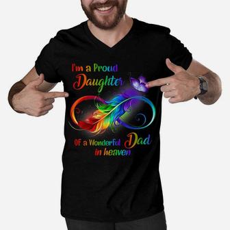 I'm A Proud Daughter Of A Wonderful Dad In Heaven Family Men V-Neck Tshirt | Crazezy DE