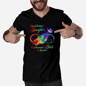 Im A Proud Daughter Of A Wonderful Dad In Heaven Men V-Neck Tshirt - Monsterry