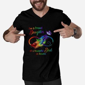 Im A Proud Daughter Of A Wonderful Dad In Heaven Men V-Neck Tshirt | Crazezy